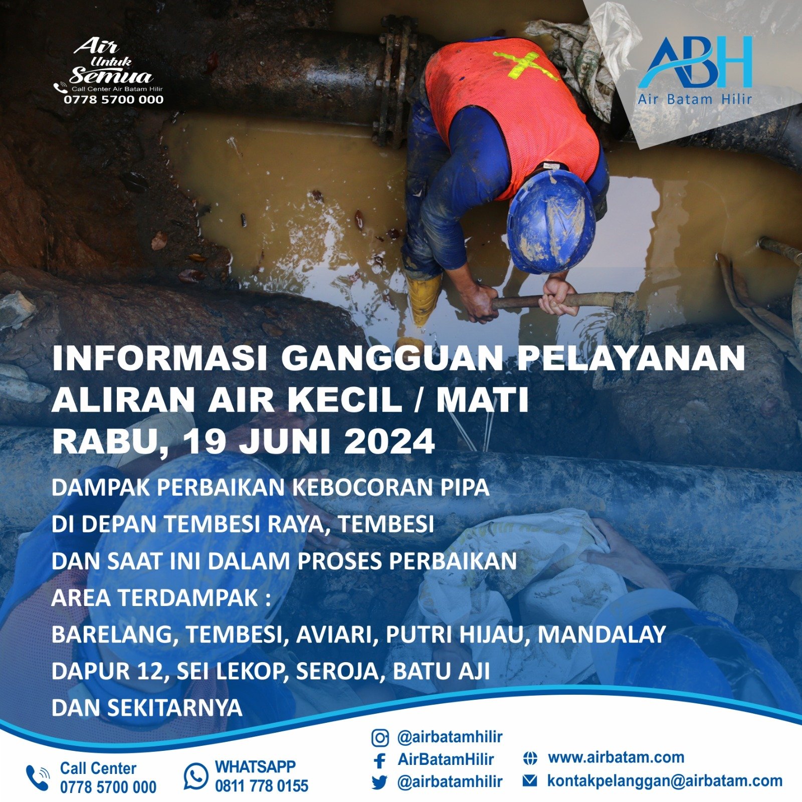 INFO Gangguan Pelayanan aliran air.
