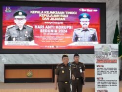 Kejati Kepri Gelar Upacara Peringatan Hari Anti Korupsi Sedunia Tahun 2024 “Bersama Melawan Korupsi Untuk Indonesia Maju”.