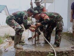 Satgas Gulbencal Kodam I/BB Bangun Sumur Bor untuk Pengungsi di SMA Negeri 1 Tukka